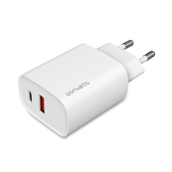 4smarts tinklo įkroviklis USB A/USB C, 25W balta