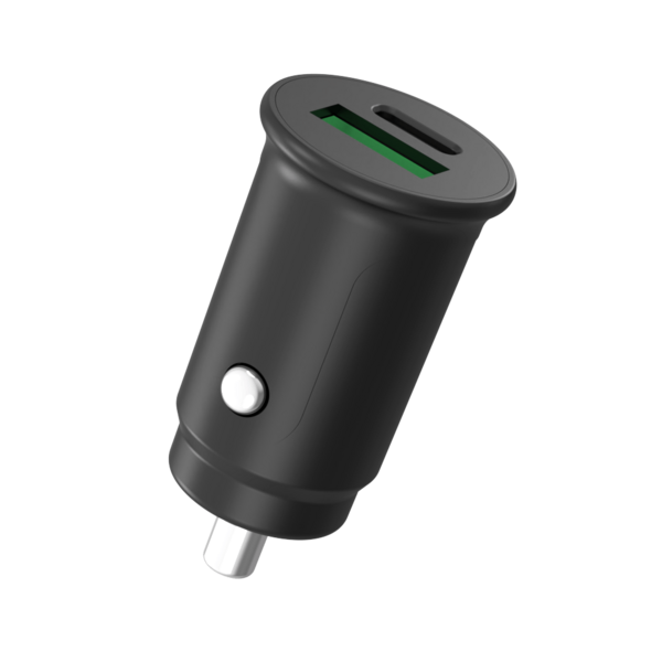 The One automobilinis kroviklis USB-C / USB-A, 30 W juoda