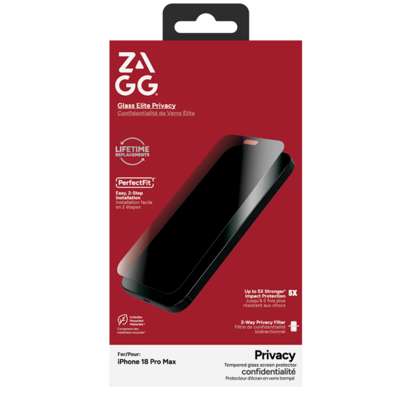 Zagg Privacy ekrano apsauga iPhone 18 Pro Max/17 Pro Max skaidri